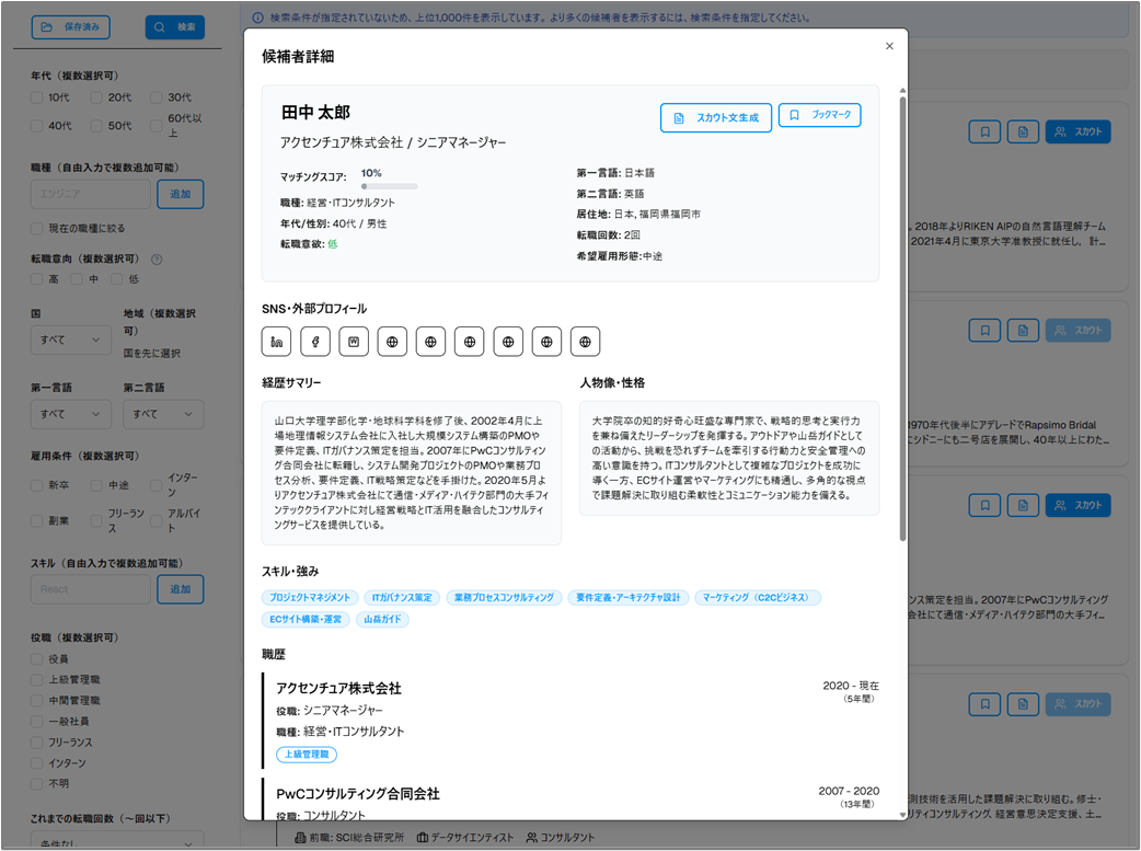 候補者詳細画面